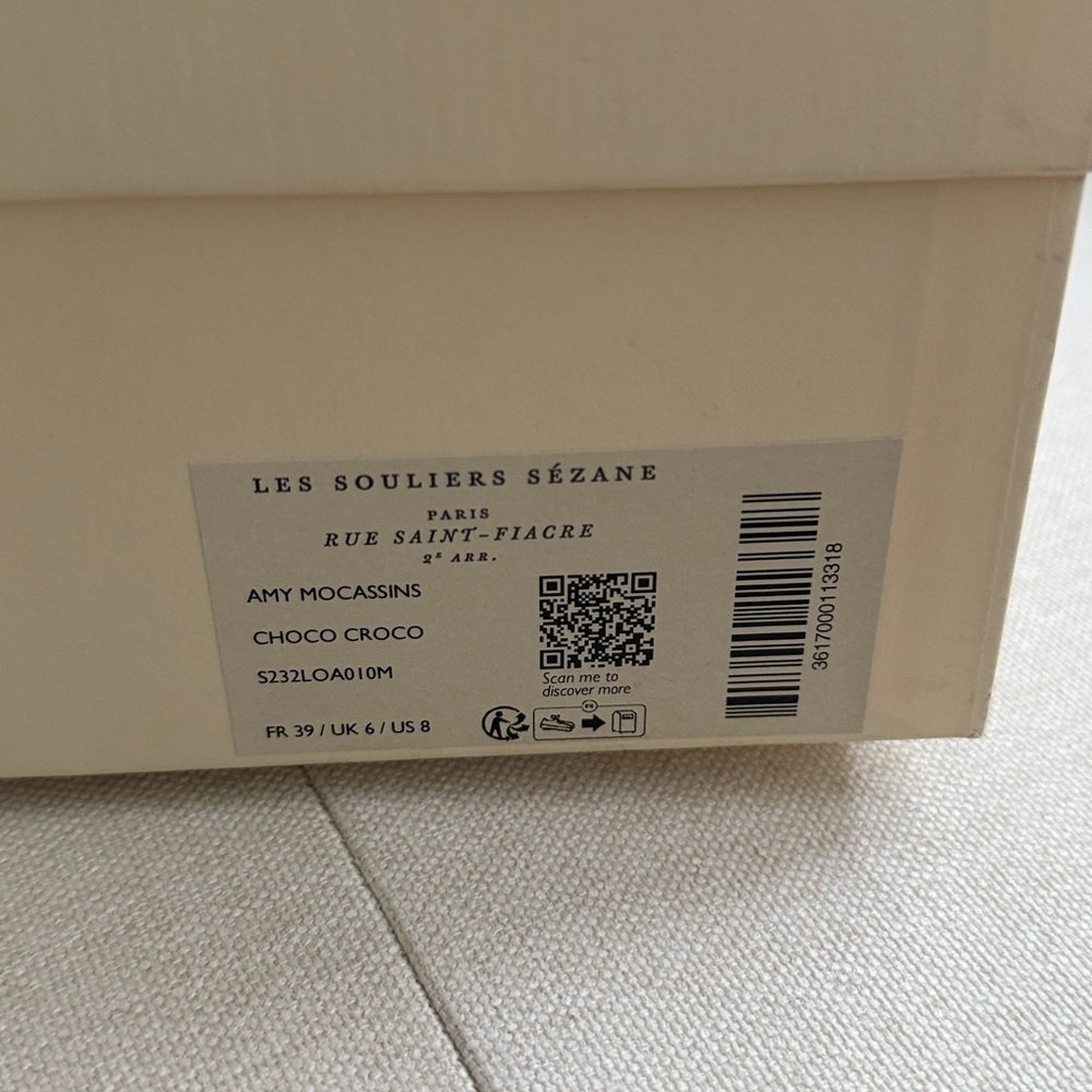 Sézane Amy Loafers Chocolate Crocodile Print Size 8 NIB - Picture 3 of 6